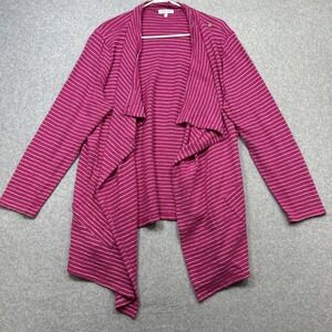 Habitat Open Cardigan XL Pink Stripe Everyday Travel Lagenlook Resort Casual
